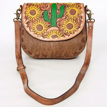 Load image into Gallery viewer, Western Hand Tooled Leather Purse, Leather Crossbody Purse, Genuine Cowhide Leather Purse, Western Style Handbag, Hair On Cowhide Purse
