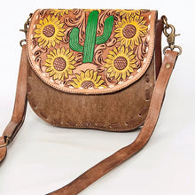 Load image into Gallery viewer, Western Hand Tooled Leather Purse, Leather Crossbody Purse, Genuine Cowhide Leather Purse, Western Style Handbag, Hair On Cowhide Purse
