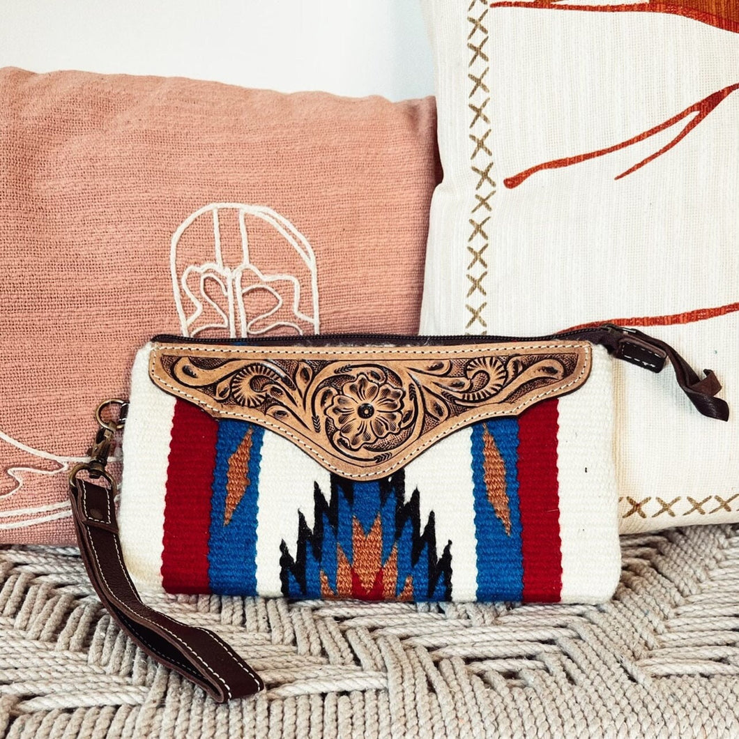 Western Hand Tooled Leather Wallet Wristlet, Leather Clutch Purse, Genuine Leather Bag, Genuine Cowhide Bag, Western Purse, Luxury Wallet