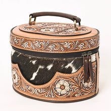 Load image into Gallery viewer, Western Leather Jewelry Case, Hair on Hide Jewelry Holder, Jewelry Box Safe, Leather Make Up Case, Hair On Cowhide Jewelry Box
