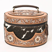 Load image into Gallery viewer, Western Leather Jewelry Case, Hair on Hide Jewelry Holder, Jewelry Box Safe, Leather Make Up Case, Hair On Cowhide Jewelry Box
