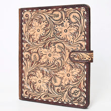 Load image into Gallery viewer, Hand Tooled Leather Portfolio, Leather Padfolio, Leather Legal Pad Portfolio, Leather Legal Pad Notebook, Tooled Leather Portfolio Envelope
