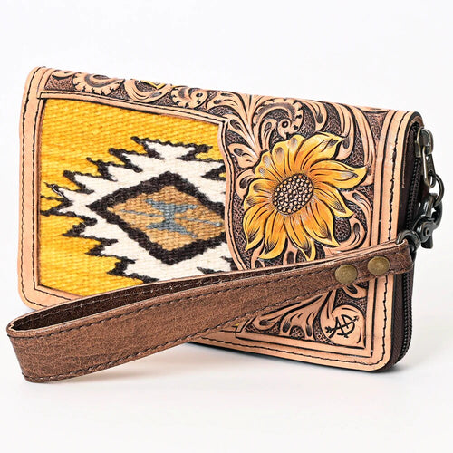 Western Hand Tooled Leather Wallet Purse, Leather Wristlet Wallet, Saddle Blanket Wallet, Genuine Leather Bag, Western Purse, Luxury Wallet