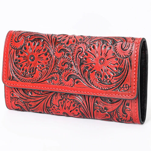 Western Hand Tooled Leather Wallet Purse, Leather Wallet, Genuine Leather Bag, Western Purse, Luxury Wallet, Cowhide Wallet