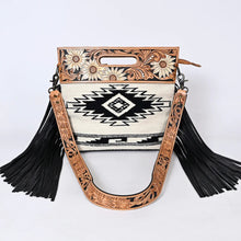 Load image into Gallery viewer, Western Hand Tooled Leather Purse, Concealed Carry Purse, Cowhide Purse, Saddle Blanket, Genuine Cowhide, Leather Fringe
