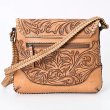 Load image into Gallery viewer, Western Leather Purse, Western Crossbody Purse, Hand Tooled Leather Crossbody Purse, Western Tote Bag, leather Fringe Purse
