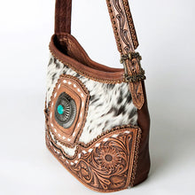 Load image into Gallery viewer, Western Hand Tooled Leather Purse, Hair On Cowhide Purse, Leather Shoulder Bag Purse, Genuine Hair On Cowhide, Western Purse
