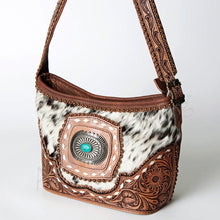 Load image into Gallery viewer, Western Hand Tooled Leather Purse, Hair On Cowhide Purse, Leather Shoulder Bag Purse, Genuine Hair On Cowhide, Western Purse
