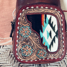 Load image into Gallery viewer, Leather Sling Bag Women, Leather Sling Backpack Purse, Leather Backpack, Western Purse, Serape Saddle Blanket Sling Purse
