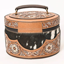 Load image into Gallery viewer, Western Leather Jewelry Case, Hair on Hide Jewelry Holder, Jewelry Box Safe, Leather Make Up Case, Hair On Cowhide Jewelry Box
