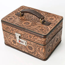 Load image into Gallery viewer, Western Hand Tooled Leather Jewelry Case, Leather Jewelry Holder, Jewelry Safe, Locking Cowhide Jewelry, Tooled Leather, Jewelry Purse
