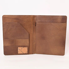 Load image into Gallery viewer, Hand Tooled Leather Portfolio, Leather Padfolio, Leather Legal Pad Portfolio, Leather Legal Pad Notebook, Tooled Leather Portfolio Envelope
