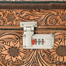 Load image into Gallery viewer, Western Hand Tooled Leather Jewelry Case, Leather Jewelry Holder, Jewelry Safe, Locking Cowhide Jewelry, Tooled Leather, Jewelry Purse
