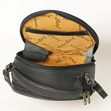 Load image into Gallery viewer, Western Hand Tooled Leather Canteen Purse, Hand Painted Leather Purse, Cowhide Leather Bag, Genuine Western Leather Crossbody Purse
