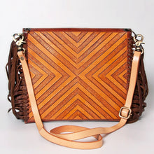 Load image into Gallery viewer, Western Hand Tooled Leather Crossbody Purse, Leather Clutch, Cowhide Purse, Leather Crossbody Handbag, Genuine Leather Fringe Purse
