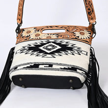 Load image into Gallery viewer, Western Hand Tooled Leather Purse, Concealed Carry Purse, Cowhide Purse, Saddle Blanket, Genuine Cowhide, Leather Fringe
