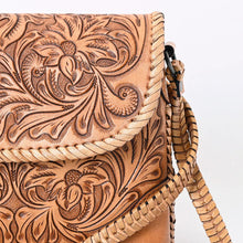 Load image into Gallery viewer, Western Leather Purse, Western Crossbody Purse, Hand Tooled Leather Crossbody Purse, Western Tote Bag, leather Fringe Purse
