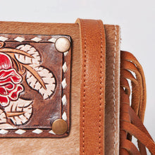Load image into Gallery viewer, Western Purse, Cowhide Crossbody Purse, Hand Tooled Leather Purse, Cowhide Purse, Leather Crossbody Purse, Hair On Cowhide Shoulder Bag
