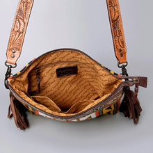 Load image into Gallery viewer, Western Purse, Hand Tooled Leather Purse, Leather Western Crossbody Purse, Cowhide Purse, Genuine Leather Purse, Leather Fringe
