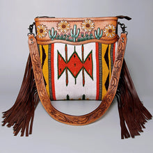 Load image into Gallery viewer, Western Purse, Hand Tooled Leather Purse, Leather Western Crossbody Purse, Cowhide Purse, Genuine Leather Purse, Leather Fringe
