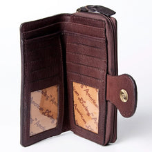 Load image into Gallery viewer, Western Hand Tooled Leather Wallet Purse, Leather Zipper Wallet, Handmade Womens Leather Wallet, Genuine Leather Wallet
