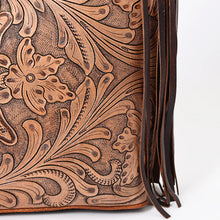 Load image into Gallery viewer, Western Hand Tooled Leather Purse, Hobo Cowhide Purse, Leather Hobo Purse, Western Purse, Genuine Cowhide and Leather Hobo Purse
