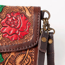 Load image into Gallery viewer, Western Hand Tooled Leather Wallet, Leather Clutch Purse, Cowhide Purse, Leather Crossbody Wallet, Genuine Cowhide Western Wallet
