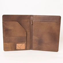 Load image into Gallery viewer, Hand Tooled Leather Portfolio, Leather Padfolio, Leather Legal Pad Portfolio, Leather Legal Pad Notebook, Tooled Leather Portfolio Envelope
