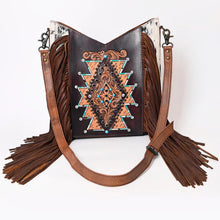 Load image into Gallery viewer, Western Hand Tooled Leather Purse, Conceal Carry Purse, Cowhide Purse, Genuine Leather Purse, Western Crossbody Purse, Leather Fringe
