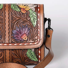 Load image into Gallery viewer, Western Purse, Leather Sunflower Purse, Western Leather Purse, Cowhide Purse, Hand Tooled Leather Purse, Cowhide Purse
