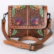 Load image into Gallery viewer, Western Purse, Leather Sunflower Purse, Western Leather Purse, Cowhide Purse, Hand Tooled Leather Purse, Cowhide Purse
