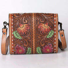 Load image into Gallery viewer, Western Purse, Leather Sunflower Purse, Western Leather Purse, Cowhide Purse, Hand Tooled Leather Purse, Cowhide Purse
