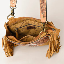 Load image into Gallery viewer, Western Leather Crossbody Purse, Suede Leather Handbag, Western Tote Bag, Conceal Carry Purse, Genuine Cowhide handbag, leather Fringe Purse
