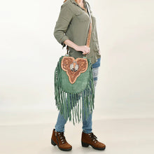 Load image into Gallery viewer, Western Leather Crossbody Purse, Suede Leather Handbag, Western Tote Bag, Conceal Carry Purse, Genuine Cowhide handbag, leather Fringe Purse
