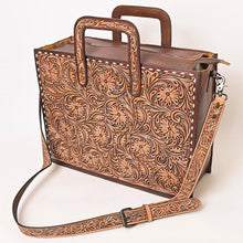 Load image into Gallery viewer, Western Hand Tooled Leather Purse, Western Tote Bag, Genuine Leather Shoulder Bag, Western Crossbody Purse, Genuine Leather Purse
