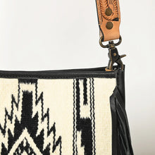 Load image into Gallery viewer, Western Hand Tooled Leather Purse, Leather Crossbody Purse, Saddle Blanket Purse, Western Crossbody Leather Fringe Purse
