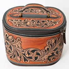 Load image into Gallery viewer, Western Leather Jewelry Case, Hand Tooled Leather Jewelry Box, Jewelry Box Safe, Leather Make Up Case, Cowhide Leather Jewelry Holder
