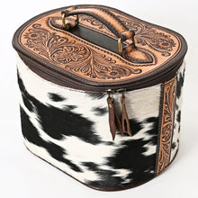 Load image into Gallery viewer, Western Leather Jewelry Case, Hair on Hide Jewelry Box, Jewelry Box Safe, Leather Make Up Case, Hair On Cowhide Jewelry Holder
