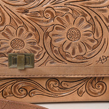 Load image into Gallery viewer, Western Hand Tooled Leather Purse, Western Tote Bag, Brown Leather Crossbody, Genuine Cowhide Leather Purse, Western Leather Crossbody Purse
