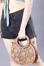 Load image into Gallery viewer, Western Hand Tooled Leather Purse, Western Tote Bag, Genuine Cowhide Leather Purse, Western Leather Crossbody Purse,
