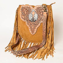 Load image into Gallery viewer, Western Leather Crossbody Purse, Suede Leather Handbag, Western Tote Bag, Conceal Carry Purse, Genuine Cowhide handbag, leather Fringe Purse
