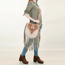 Load image into Gallery viewer, Western Leather Crossbody Purse, Suede Leather Handbag, Western Tote Bag, Conceal Carry Purse, Genuine Cowhide handbag, leather Fringe Purse
