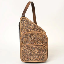 Load image into Gallery viewer, Hand Tooled Leather Sling Purse, Leather Sling Bag Women, Leather Sling Backpack Purse, Leather Backpack, Western Purse,
