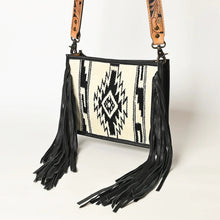 Load image into Gallery viewer, Western Hand Tooled Leather Purse, Leather Crossbody Purse, Saddle Blanket Purse, Western Crossbody Leather Fringe Purse
