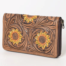 Load image into Gallery viewer, Western Hand Tooled Leather Wallet, Genuine Leather Wallet, Zipper Wallet, Genuine Leather Bag, Western Purse, Luxury Wallet
