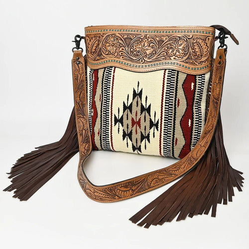 Western Purse, Hand Tooled Leather Purse, Leather Western Crossbody Purse, Cowhide Purse, Genuine Leather Purse, Leather Fringe Purse