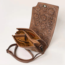 Load image into Gallery viewer, Western Hand Tooled Leather Purse, Western Tote Bag, Brown Leather Crossbody, Genuine Cowhide Leather Purse, Western Leather Crossbody Purse
