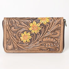 Load image into Gallery viewer, Western Hand Tooled Leather Wallet Purse, Leather Zipper Wallet, Genuine Leather Bag, Genuine Cowhide Bag, Western Purse, Luxury Wallet
