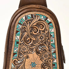 Load image into Gallery viewer, Leather Sling Bag Women, Leather Sling Backpack Purse, Leather Backpack, Western Purse, Hand Tooled Leather Sling Purse
