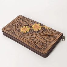 Load image into Gallery viewer, Western Hand Tooled Leather Wallet Purse, Leather Zipper Wallet, Genuine Leather Bag, Genuine Cowhide Bag, Western Purse, Luxury Wallet
